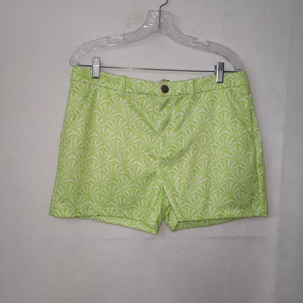 Stella Parker Collection Shorts Womens 12 Lime White Geometric Fan Print K50013U